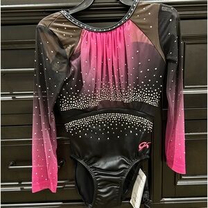 GK Black and Pink Rhinestone Bodysuit